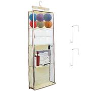 Organizer per filati da appendere con 4 grandi tasche, capacità, organizer per maglieria con cerniere, borsa trasparente sopra la porta per ferri da maglia, uncinetti, palline da cucito