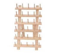 Organizer per filo da cucito in legno con 30 bobine - Presenta gioielli e anelli su penne coniche, design desktop autoportante, peso leggero 340 g + profondità 17,5 cm, legno non colorato | Per donne