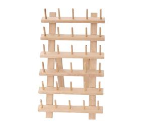 Organizer per filo da cucito in legno con 30 bobine - Presenta gioielli e anelli su penne coniche, design desktop autoportante, peso leggero 340 g + profondità 17,5 cm, legno non colorato | Per donne