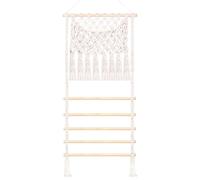 Organizer per fiocchi per capelli - Appendino per forcine in macramè 91 x 35 cm con tasca in rete, espositore da parete in fibra di cotone, grande capacità di stoccaggio