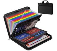 Organizer per fisarmonica, cartella portadocumenti impermeabile con maniglia, cartella per fisarmonica ignifuga a 12 tasche, organizer nero espandibile..