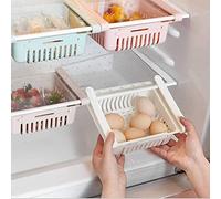 Organizer per frigorifero con cassetti retrattili, confezione da 4 pezzi, organizer da cucina regolabile con contenitore estraibile, adatto per mensole da frigorifero sotto 1,5 cm di spessore