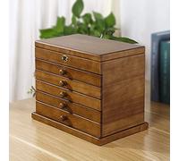 Organizer per gioielli in legno con serratura, cassetti a 6 strati e specchio per una conservazione sicura ed elegante esposizione