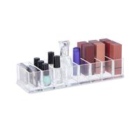 Relaxdays Organizer per Makeup, 8 Scomparti, Smalti e Lipstick, Portaoggetti da Scrivania, HLP 5x25,5x9 cm, Trasparente