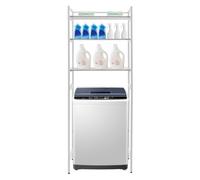 Organizer per lavanderia, ripiani per lavatrice e asciugatrice, 69 cm di larghezza x 30 cm di profondità x 181 cm di altezza, portabiancheria e salvaspazio, capacità 15 kg, bianco