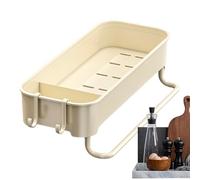 Organizer per lavello a parete - scolapiatti da cucina senza trapano con ganci | Supporto multifunzionale per piatti e spugne, ripiano portaoggetti con barra trasversale, tappo coppia