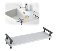 Organizer per lavello ad asciugatura istantanea, 31 x 10 cm, vassoio in pietra assorbente per lavello, dispenser per sapone in terra di diatomee, ad asciugatura rapida, vassoio da bancone con manico,