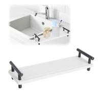 Organizer per lavello ad asciugatura istantanea, 31 x 10 cm, vassoio in pietra assorbente per lavello, dispenser per sapone in terra di diatomee, ad asciugatura rapida, vassoio da bancone con manico,