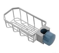 Organizer per lavello da cucina, senza trapano, supporto regolabile per spugna per piatti, spazzole, panni, drenaggio, moderno, in plastica PP (17 x 9 x 5 cm, grigio)