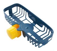 Organizer per lavello da cucina, senza trapano, supporto regolabile per spugna per piatti, spazzole, panni, drenaggio, moderno, in plastica PP (25 x 9,5 x 5 cm, blu)