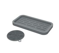 Organizer per lavello di alta qualità in silicone bio-friendly - Vassoio per lavello per per spugne, detersivo, asciugamano, spugna, poggiamestolo, uso multiuso (grigio)