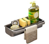 Organizer per lavello di grande capacità, porta spugne da cucina, vassoio di drenaggio per organizer per lavello, comodo gadget da cucina 15,5x8,3x5 cm per asciugare e conservare le spugne | Ottimo pe
