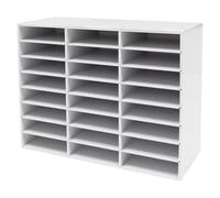 Organizer per letteratura a 24 scomparti, porta documenti da scrivania con 24 scomparti e ripiani rimovibili, per ufficio e aule, colore: bianco