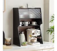 organizer per macchina da caffè Organizer for bar in legno for caffè, porta bustine di tè, supporto for macchina da caffè con cassetto for cucina, portautensili(Black)