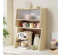 organizer per macchina da caffè Organizer for bar in legno for caffè, porta bustine di tè, supporto for macchina da caffè con cassetto for cucina, portautensili(White)