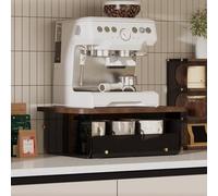 organizer per macchina da caffè Supporto for macchina da caffè con cassetto for cialde, contenitore in legno for cialde/tazze di caffè, porta cialde e porta tè(Walnut Brown,L-57CM/22.4in)