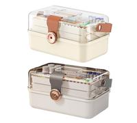 Organizer per medicinali, multifunzione, a 3 livelli, contenitore portatile per medicinali con manico, per casa e viaggio