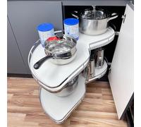 Organizer per mobili da cucina, scaffale estraibile a 2 ripiani per armadi ad angolo cieco, doppio ripiano con chiusura ammortizzata