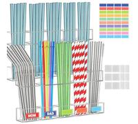 Organizer per paglia per armadietto, dispenser per cannucce adesive in acrilico trasparente, contenitore per agitare, asta, pennelli, cucchiai, da cucina, armadietti e