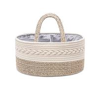 Organizer per pannolini, portatile, in corda di cotone, per riporre pannolini, cestino fai da te con scomparti intercambiabili, borsa regalo per neonati (giallo)