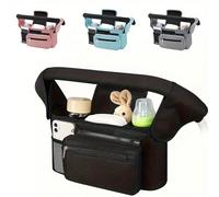 Organizer per passeggino per bambini con cinturino antiscivolo e portabicchiere termico, borsa per passeggino per telefono cellulare, adatta per passeggini per bambini, jogger, Britax, BOB, ombrello e