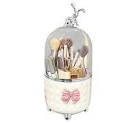 Organizer per pennelli da trucco con coperchio, contenitore per pennelli da trucco con coperchio, organizer impermeabile a 6 scomparti per cosmetici per bagno, cura della pelle, bianco, Refer to