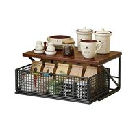 Organizer per piani di lavoro, scaffale verticale da cucina, in metallo con cestino estraibile, organizer per microonde e macchina da caffè, tostapane, per sala da pranzo, cucina, salvaspazio (D)