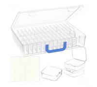 Organizer per piccoli oggetti artigianali con 61 contenitori trasparenti, design portatile con manico, adatto per perline, ferramenta e accessori da ufficio (trasparente)