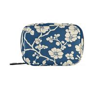 Organizer per pillole con motivo a vite cinese, blu e beige, con scomparti staccabili, organizer per pillole giornaliere attaccabile