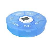 Organizer per pillole da viaggio, contenitore per medicinali, contenitore rotondo con tasche per la mattina e la notte, scatola elettronica con sette scomparti, con timer, per lavoro, ospedale, viaggi