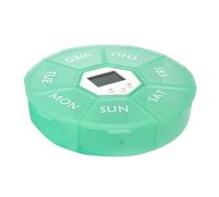 Organizer per pillole da viaggio, contenitore per medicinali, contenitore rotondo con tasche per la mattina e la notte, scatola elettronica con sette scomparti, con timer, per lavoro, ospedale, viaggi