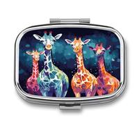 Organizer per pillole da viaggio per amanti della giraffa colorata, portatile, impermeabile, piccolo contenitore per medicine, vitamine, olio di pesce, merluzzo, olio di fegato, tappi per le orecchie