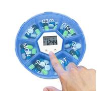 Organizer per pillole da viaggio - portapillole a sette griglie con timer - Organizer giornaliero per promemoria farmaci con tasche per mattina, pomeriggio e sera per casa