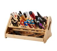 Organizer per pinze - Supporto per riporre oggetti in legno con 53 fori, con vassoio | Organizer Đe Banco D´e Lavoro, per riparazione di hobby, scaffalatura da scrivania, bordo Perfo