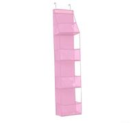 Organizer per porta in PVC a prova di oscillazione con supporto in PP per un posizionamento sicuro dietro la porta, per finestre e porte interne (4 tasche rosa)