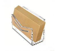 Organizer per posta in acrilico con ritaglio per buste, porta lettere verticale e portaoggetti da scrivania per banconote, carte e documenti, base antiscivolo, nero (trasparente)