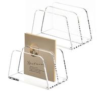 Organizer per posta in acrilico trasparente, a 2 ripiani, con doppi scomparti, porta buste trasparente per lettere, banconote, carte