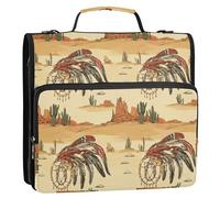 Organizer per raccoglitori a 3 anelli da 3,8 cm, con manico e tracolla rimovibile, impermeabile, adatto per scuole medie, cowboy, acchiappasogni, cappelli indiani