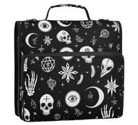 Organizer per raccoglitori a 3 anelli da 3,8 cm, con tracolla e manico, include tasca con cerniera, organizer per scuola e ufficio, i simboli della stregoneria