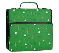 Organizer per raccoglitori con cerniera a 3 anelli da 3,8 cm, con manico, impermeabile, per scuola media, golf, verde