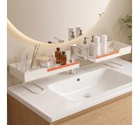 Organizer per Rubinetti per Bagno, Ripiano Sopra Il Rubinetto, Design con Bordo di Sicurezza, Salvaspazio, Nessun Montaggio Richiesto(White,50cm/19.7in)