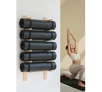 Organizer per rullo in schiuma, supporto da parete per tappetino da ginnastica, mensola in legno con 6-9 strati per palestra, studio, ufficio e uso domestico