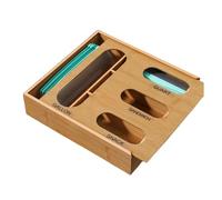 Organizer per sacchetti portaoggetti, 32,5 x 30,5 x 7,5 cm, supporto 4 in 1, materiale in legno, robusto, durevole, riutilizzabile, multifunzionale, pratico organizer da cucina, adatto per panini
