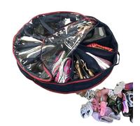 Organizer per scarpe, rotondo, in tessuto, con 10 divisori, multifunzione, da viaggio, organizer portatile per armadio, con copertura trasparente, per riporre e organizzare la casa, Attributo singolo,