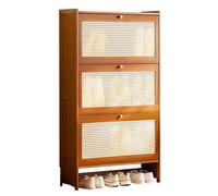 Organizer per scarpe sottile per ingresso con anta a ribalta, mobiletto portascarpe in bambù a 2/3 ripiani, mobiletto portascarpe per 15-21 paia, stile minimalista, per soggiorno e corridoio (B 70 cm)