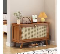Organizer Per Scarpiera - Scarpiera In Rattan Con Ingresso Per Bicchiere, Doppio Strato Di Stoccaggio - Scarpiera Ribaltabile Per Interni Ed Esterni Per Corridoi(Color:Rattan verde acqua a uno strato)
