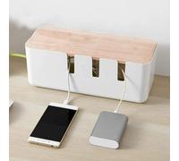 Organizer per Scatola di Gestione dei Cavi, organizer per cavi con coperchio in legno per router del computer, hub USB e ciabatta elettrica