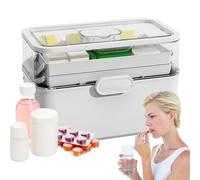 Organizer per scatole per medicinali - Custodia con serratura, contenitore per pillole, contenitore per farmaci, scatola per tablet a 3 livelli | Custode di medicina per adulti senior, organizzatore q