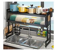 Organizer per scolapiatti da lavello con copertura antipolvere, supporto organizer da cucina in acciaio, scolapiatti salvaspazio per bancone della cucina