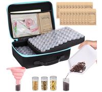 Organizer per semi a 140 scomparti, include 140 contenitori per semi, 20 buste e accessori per la conservazione dei semi da giardino, custodia in EVA con imbuto